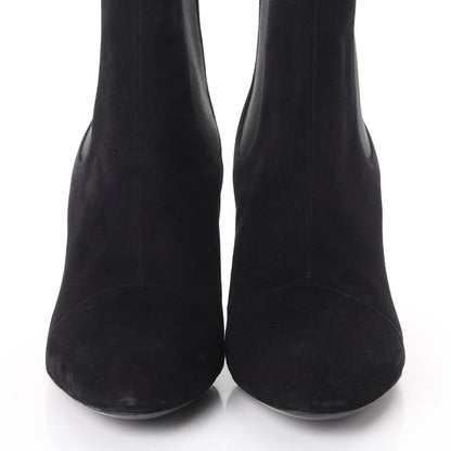 Louis Vuitton Suede Monogram Uniformes Cap Toe Chelsea 75mm Ankle Boots 38 Black 10 of 12