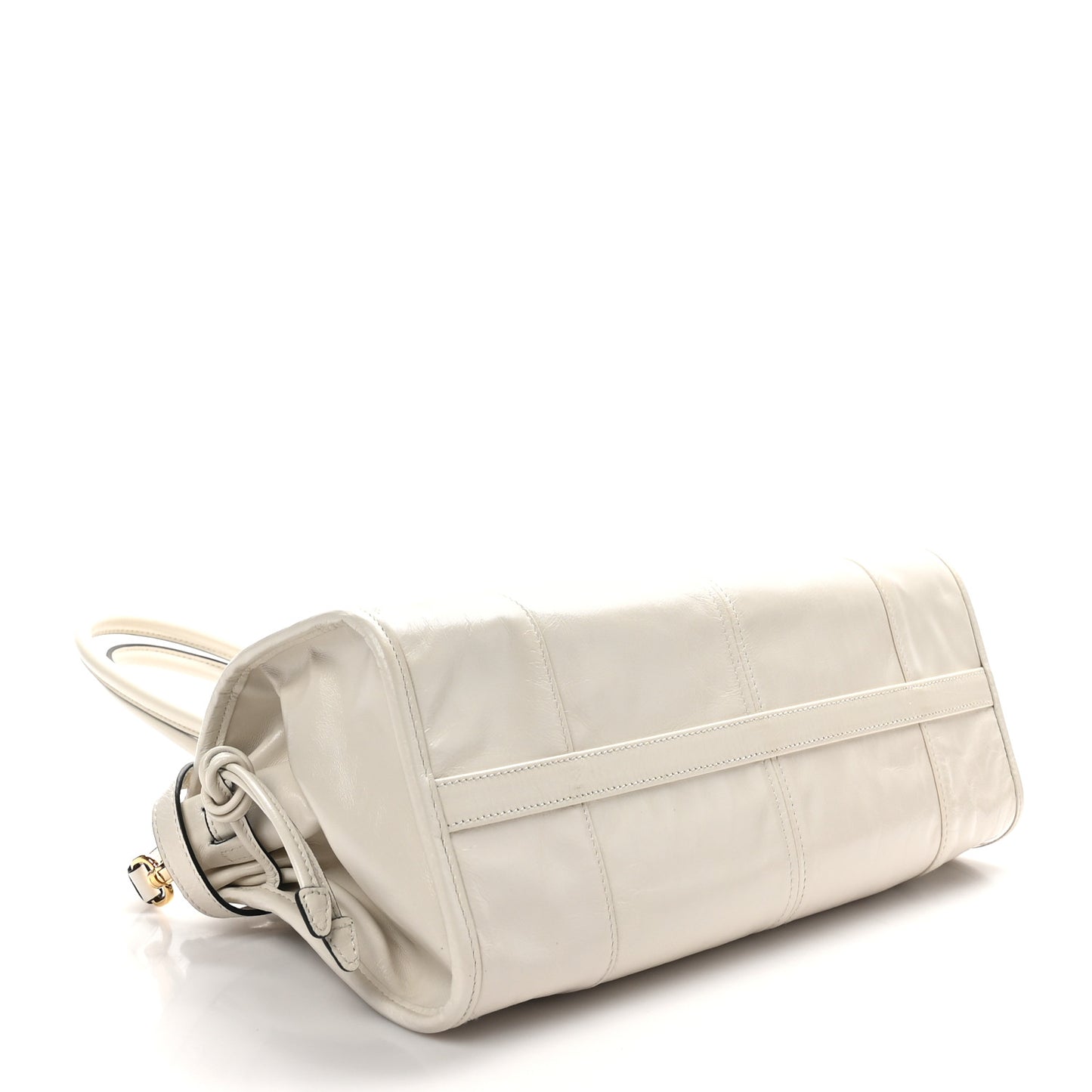 Glossy Calfskin Triangle Medium Bonnie Shoulder Bag White