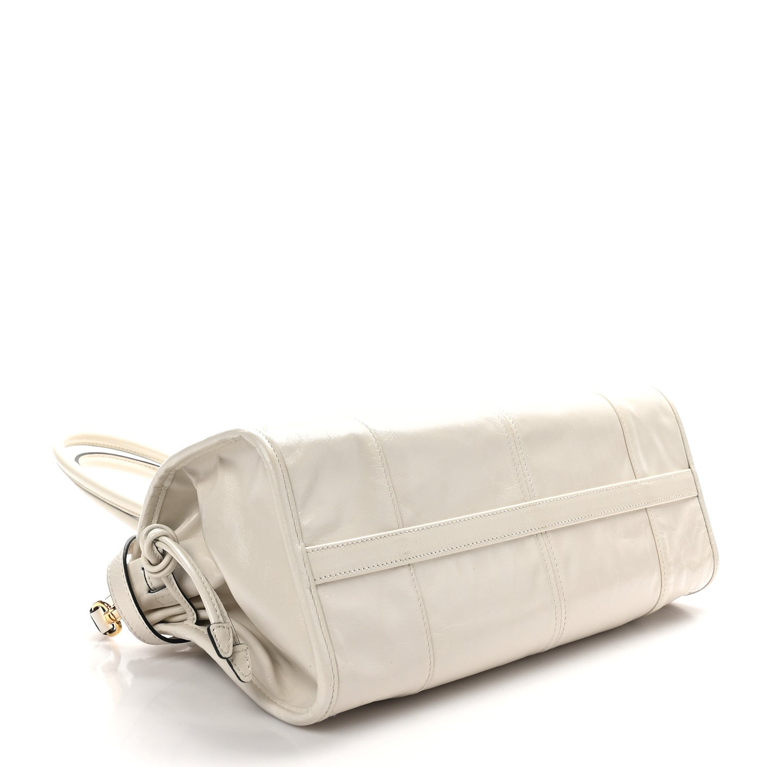 Prada Glossy Calfskin Triangle Medium Bonnie Shoulder Bag White 4 of 9