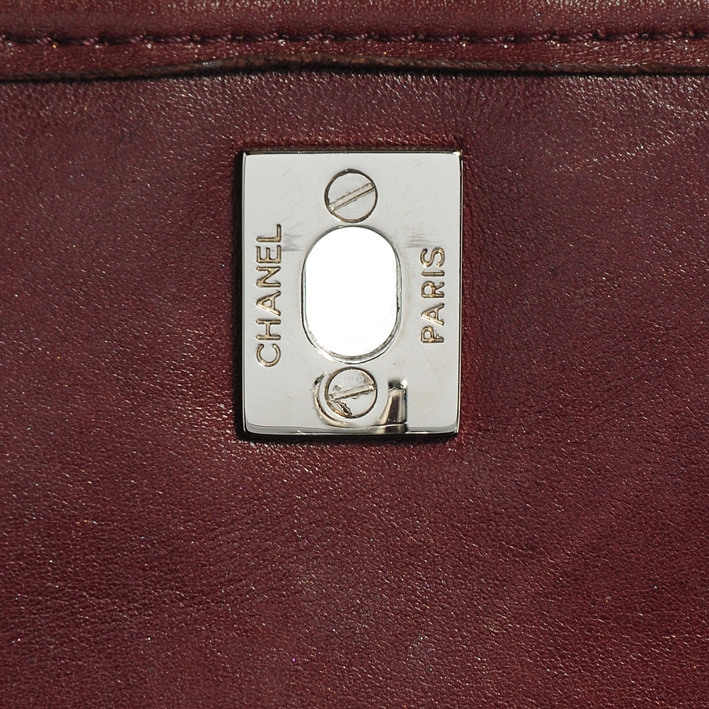 Patent Lambskin Medium Chocolate Bar Flap Black Bordeaux