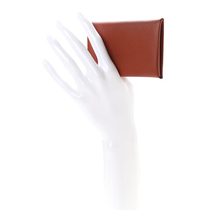 Hermes Evercolor Calvi Card Case Sienne 2 of 5