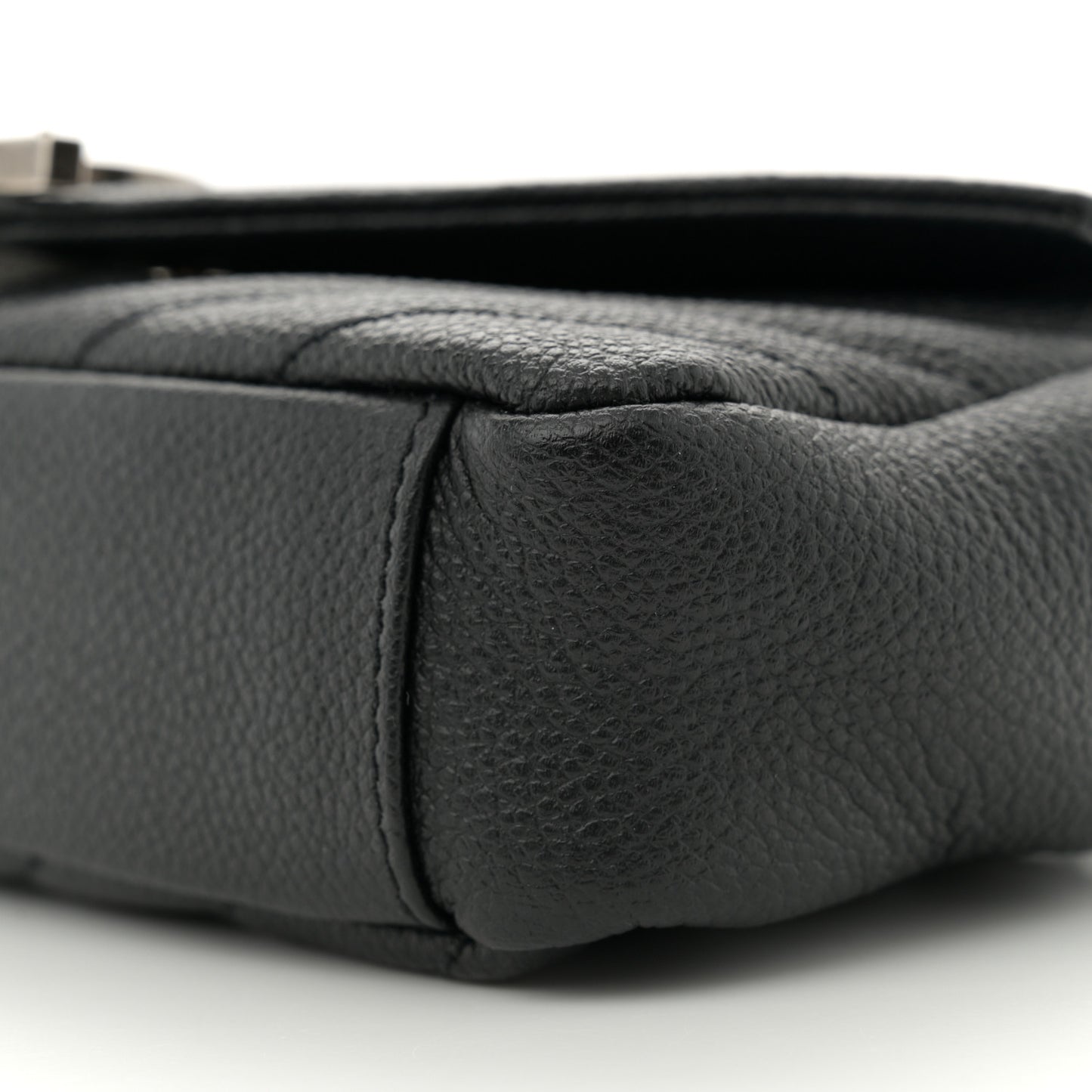 Grained Calfskin Matelasse Chevron Classic Monogram Baby Chain Bag Black