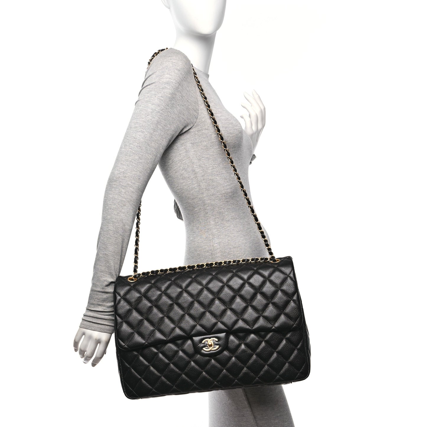 Caviar Quilted XXL Travel Flap Bag Black