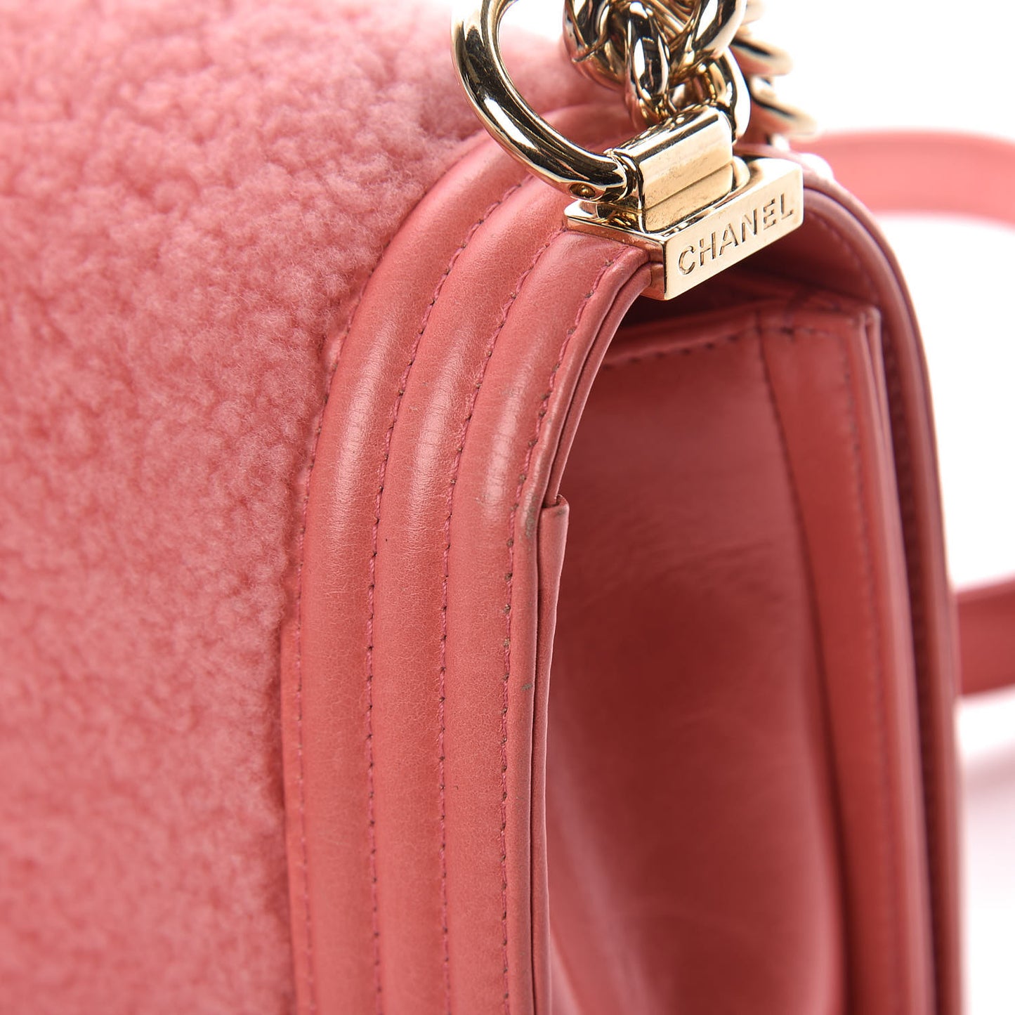 Shearling Sheepskin Medium Boy Flap Pink