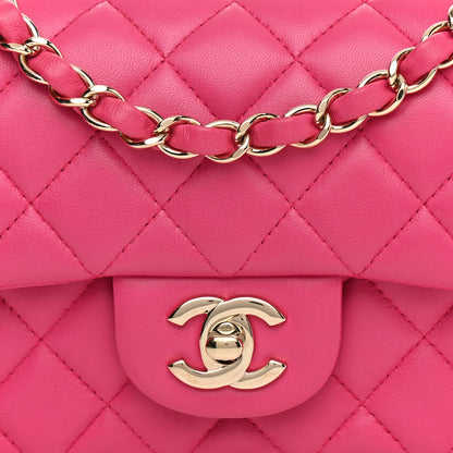 Chanel Lambskin Quilted Mini Rectangular Flap Fuchsia 14 of 22