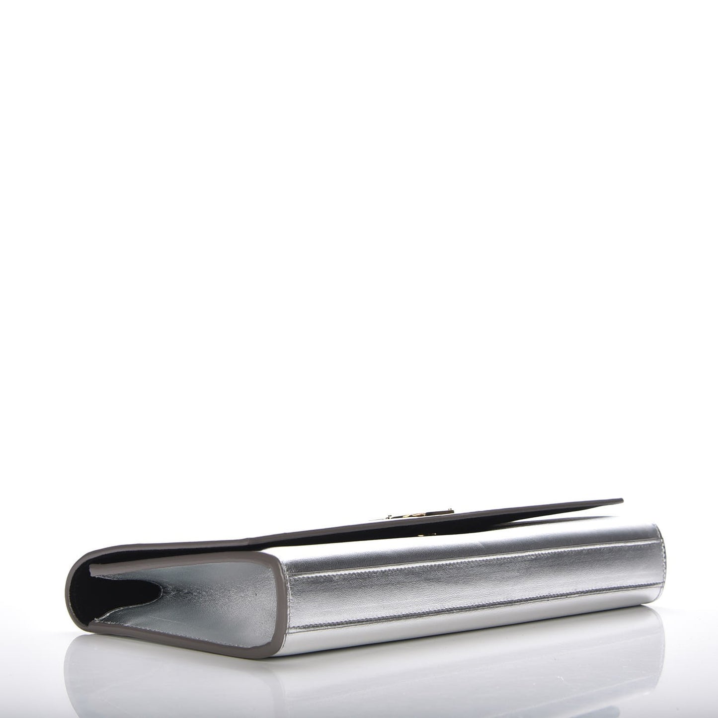 Metallic Calfskin Classic Monogram Clutch Argento