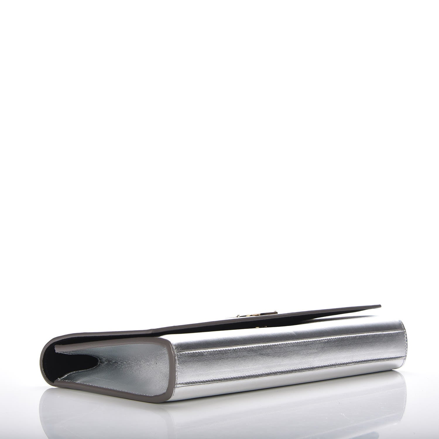 Saint Laurent Metallic Calfskin Classic Monogram Clutch Argento 4 of 8