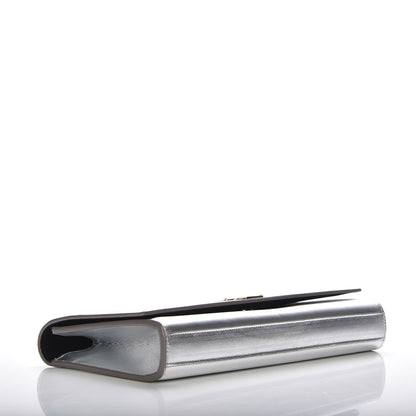 Saint Laurent Metallic Calfskin Classic Monogram Clutch Argento 4 of 8