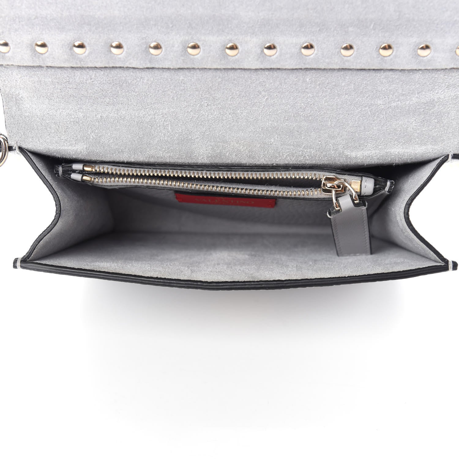 Valentino Garavani Pebbled Calfskin Rockstud Side Slip Crossbody Pastel Grey 5 of 9