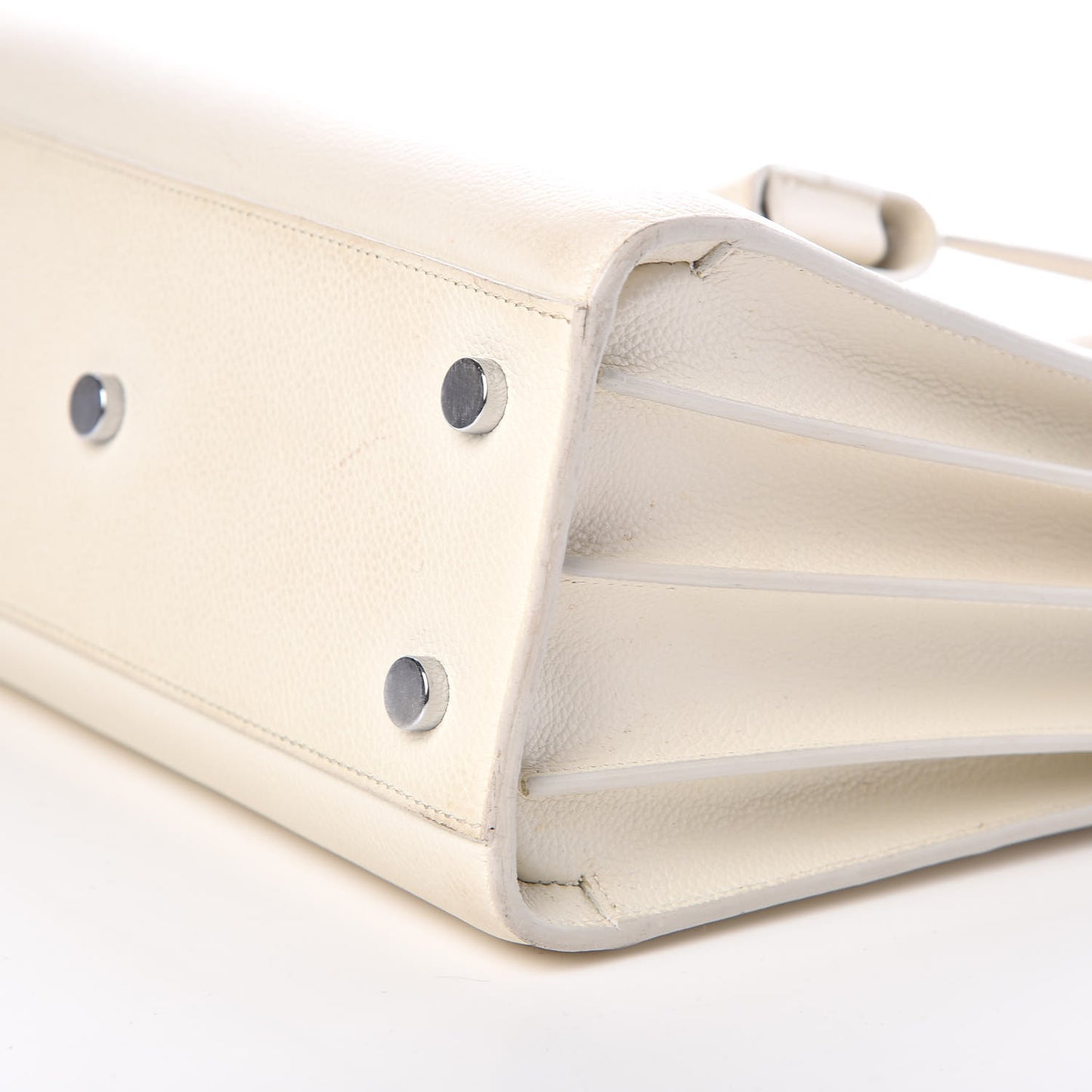 Grained Calfskin Baby Sac De Jour White