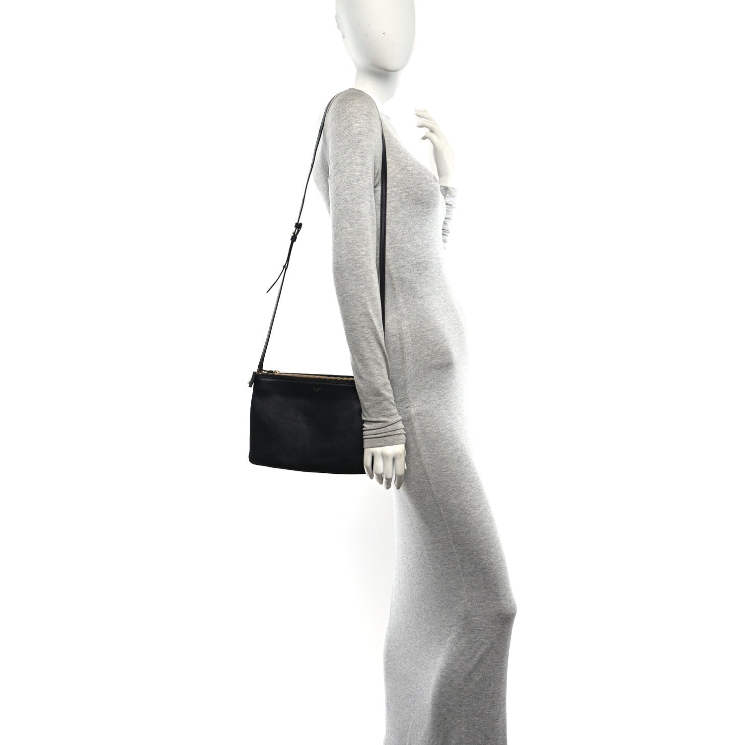 Celine Lambskin Large Trio Crossbody Bag Black 2 of 11