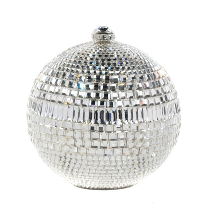 Judith Leiber Swarovski Crystal Disco Ball Minaudiere Clutch Silver 1 of 6