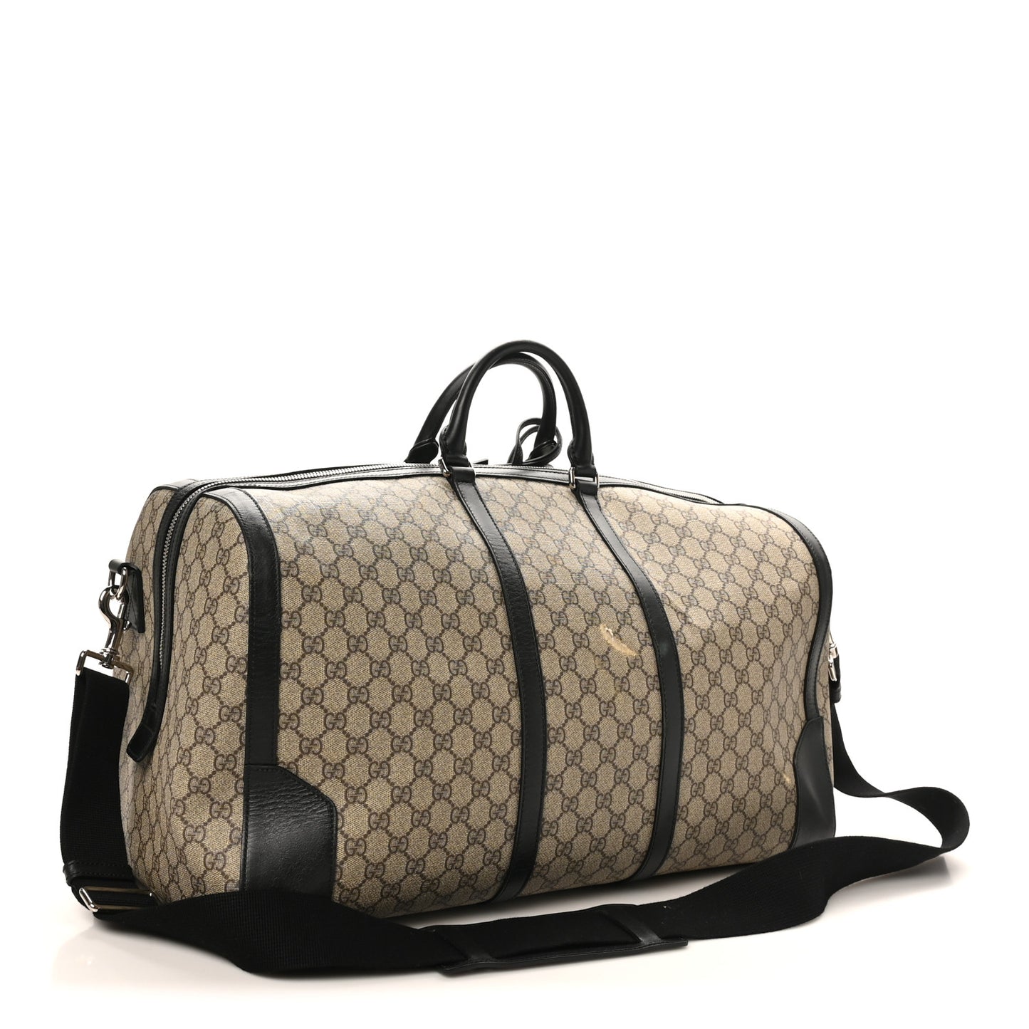 GG Supreme Monogram Selleria Calfskin Large Duffle Beige Ebony Black