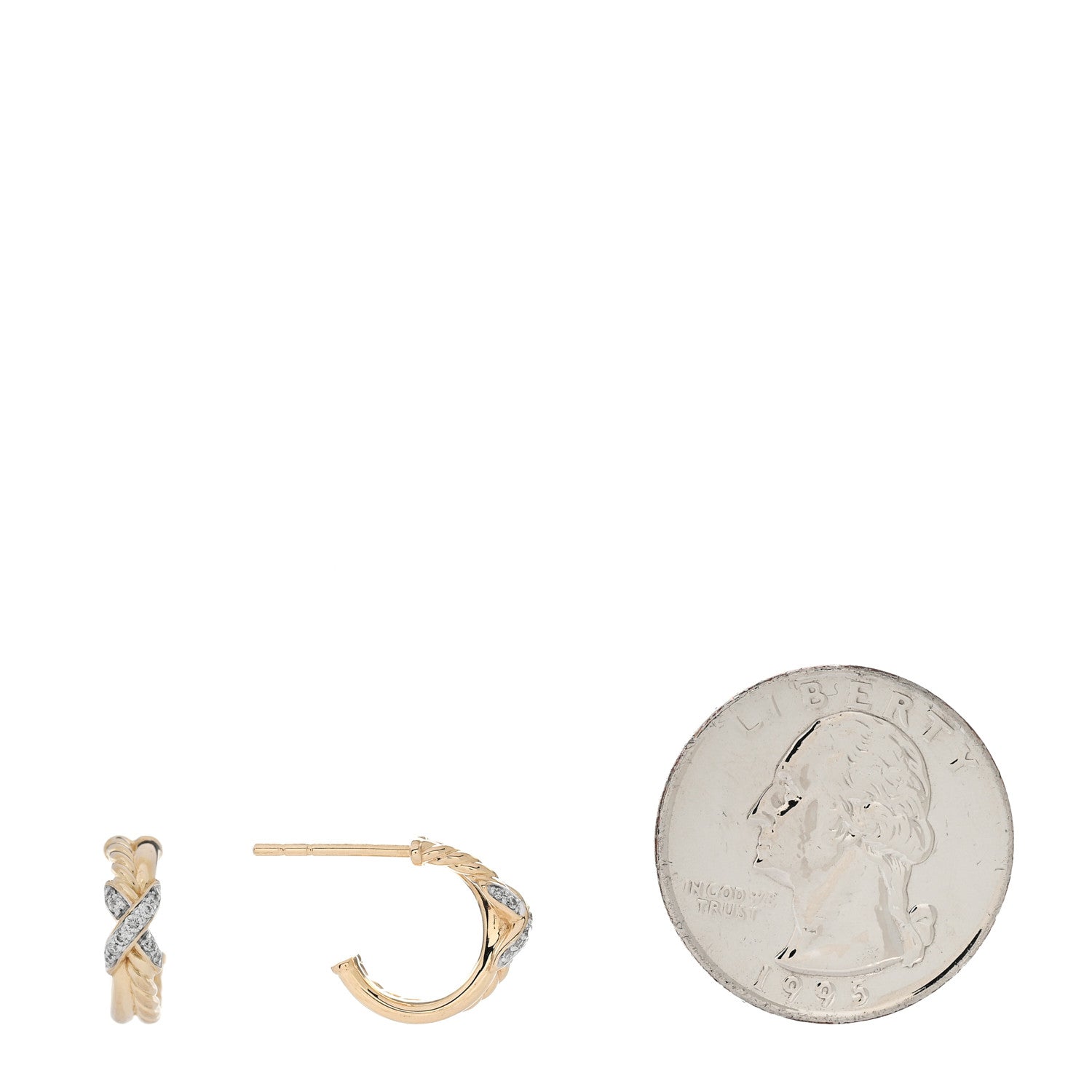 David Yurman 18K Yellow Gold Diamond Petite Crossover X Earrings 2 of 6