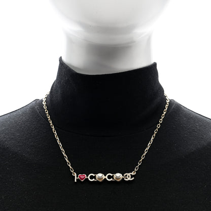 Chanel Metal Resin Pearl I Love Coco Necklace Gold 2 of 5