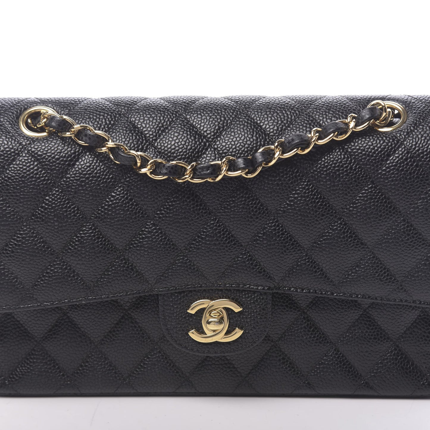 Caviar Quilted Medium Double Flap Black
