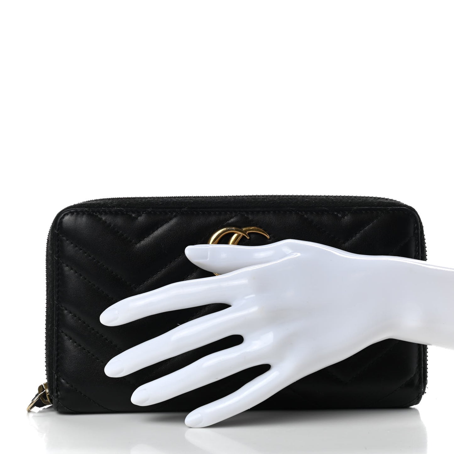 Calfskin Matelasse GG Marmont Zip Around Organizer Wallet Black