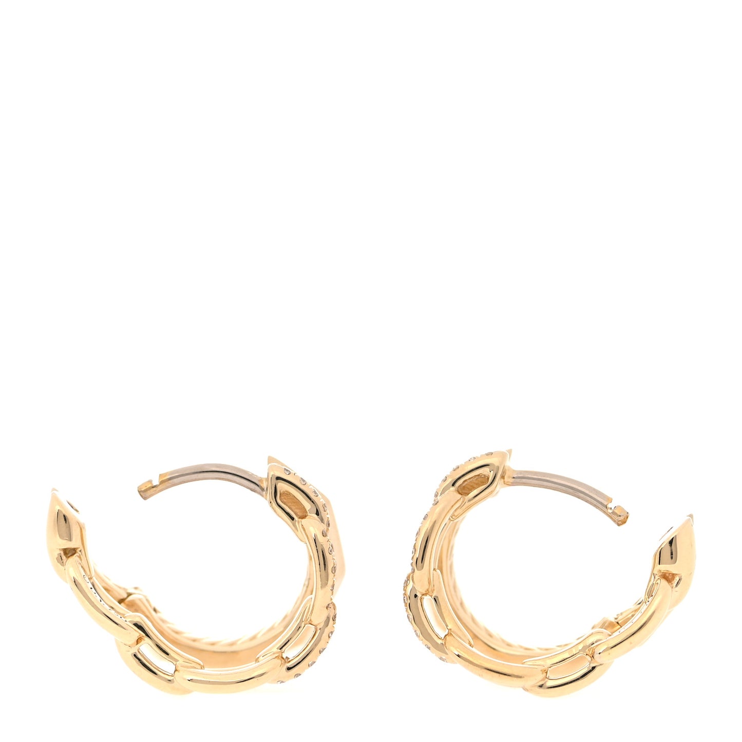 18K Yellow Gold Diamond Stax Double Hoop Earrings