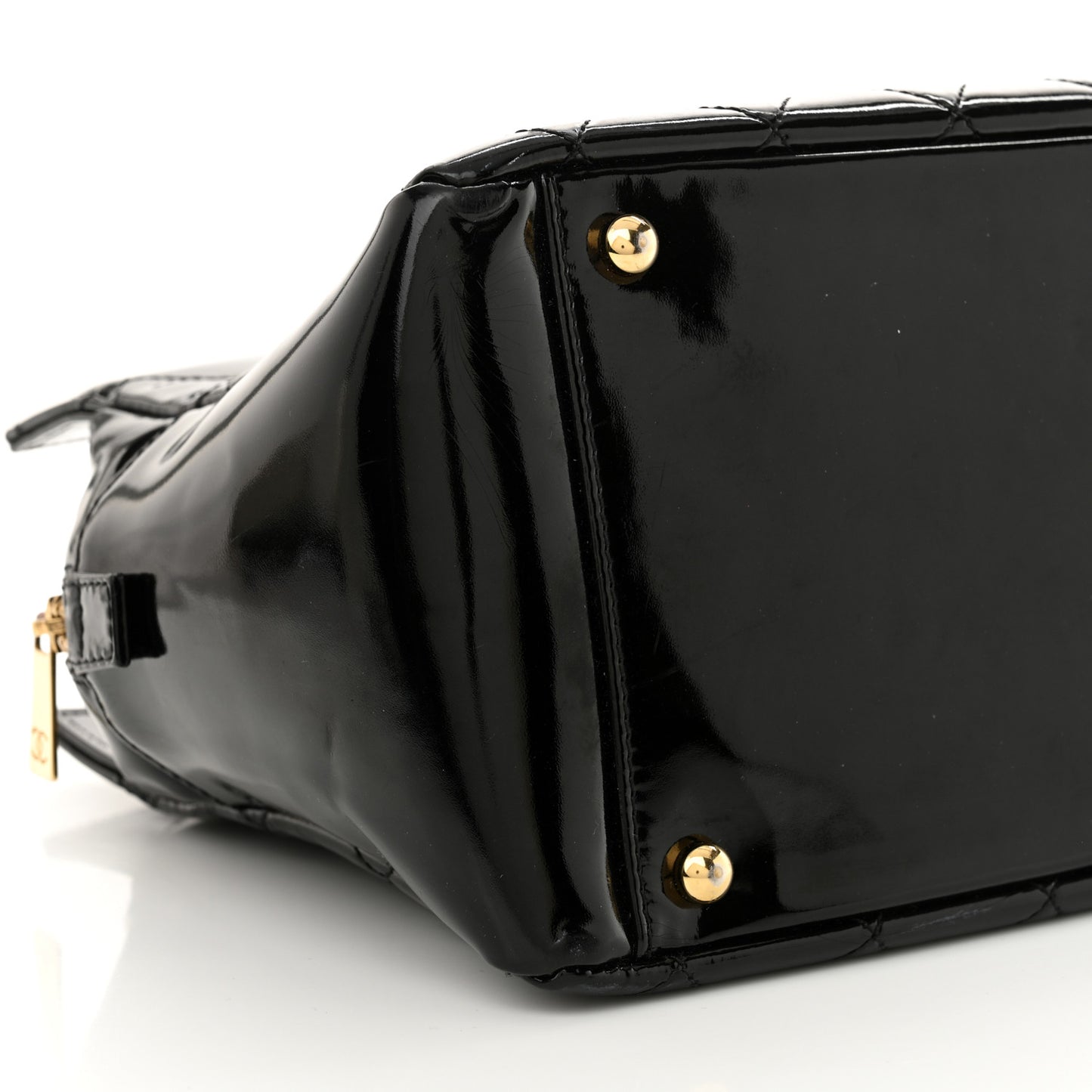 Patent Quilted Petit Timeless Tote PTT Black