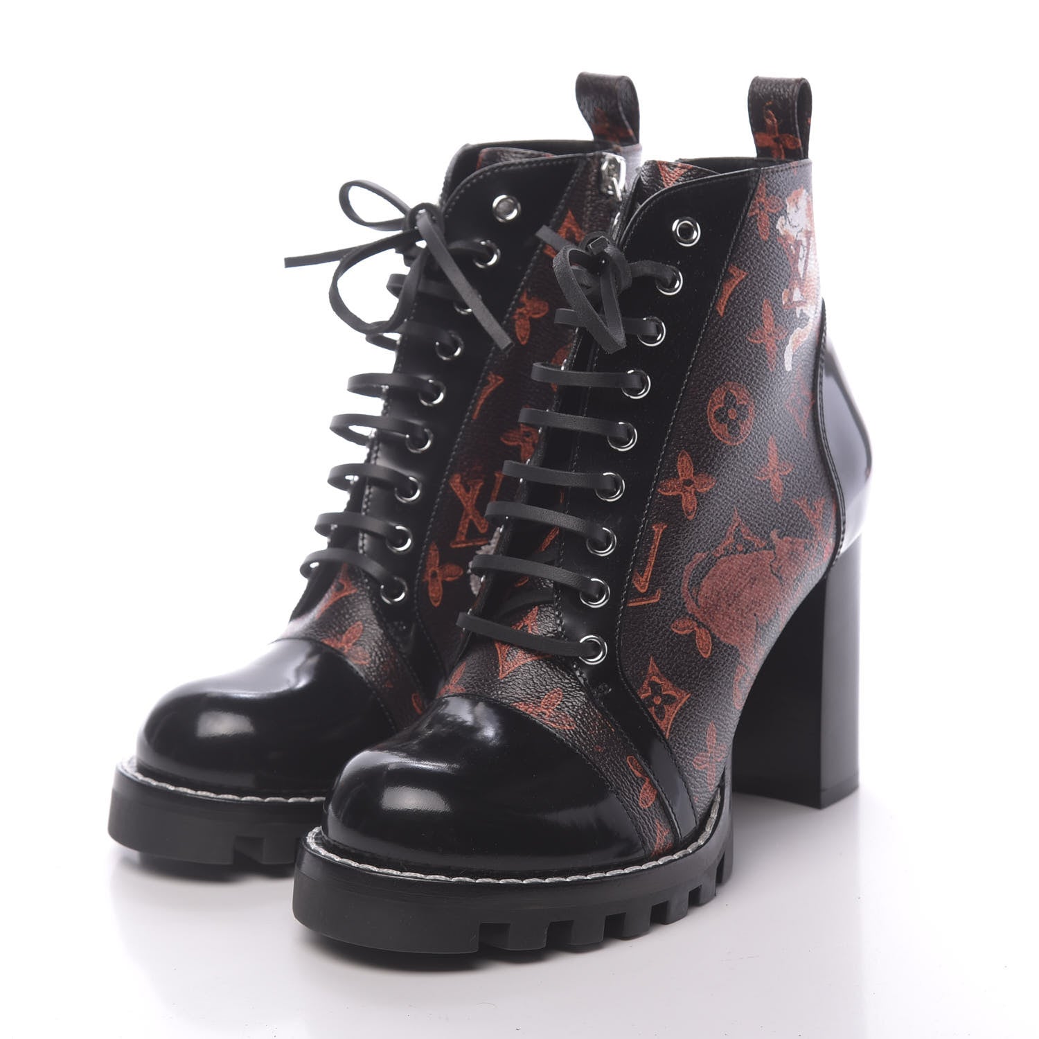 Louis Vuitton Patent Calfskin Catogram Star Trail Ankle Boots 41 Black Marron 3 of 9
