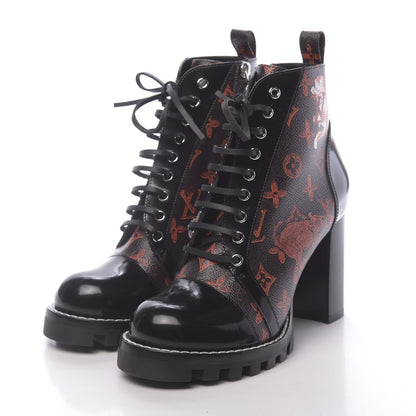 Louis Vuitton Patent Calfskin Catogram Star Trail Ankle Boots 41 Black Marron 3 of 9