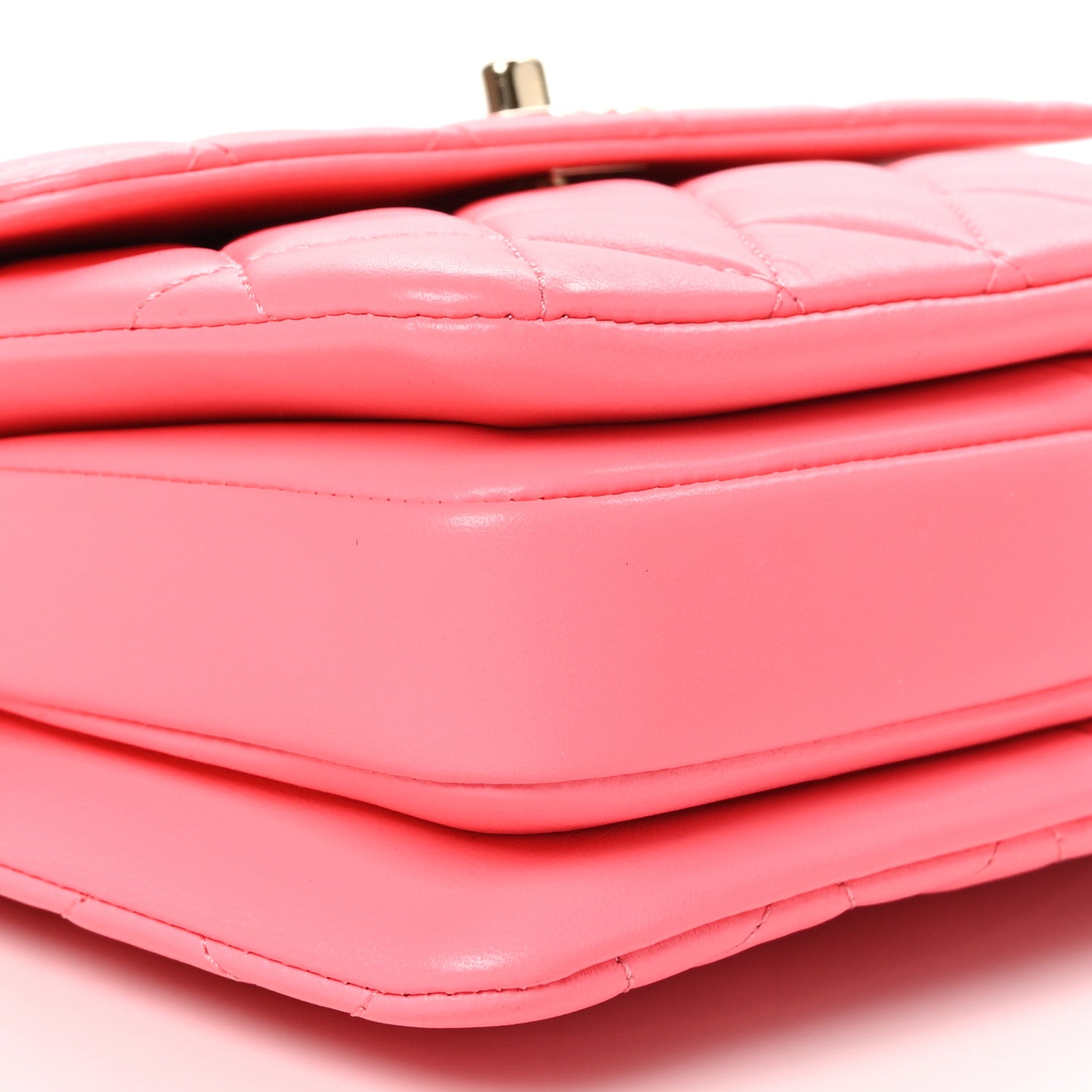Chanel Lambskin Lacquered Quilted Mini Trendy CC Dual Handle Flap Bag Coral Pink 10 of 11