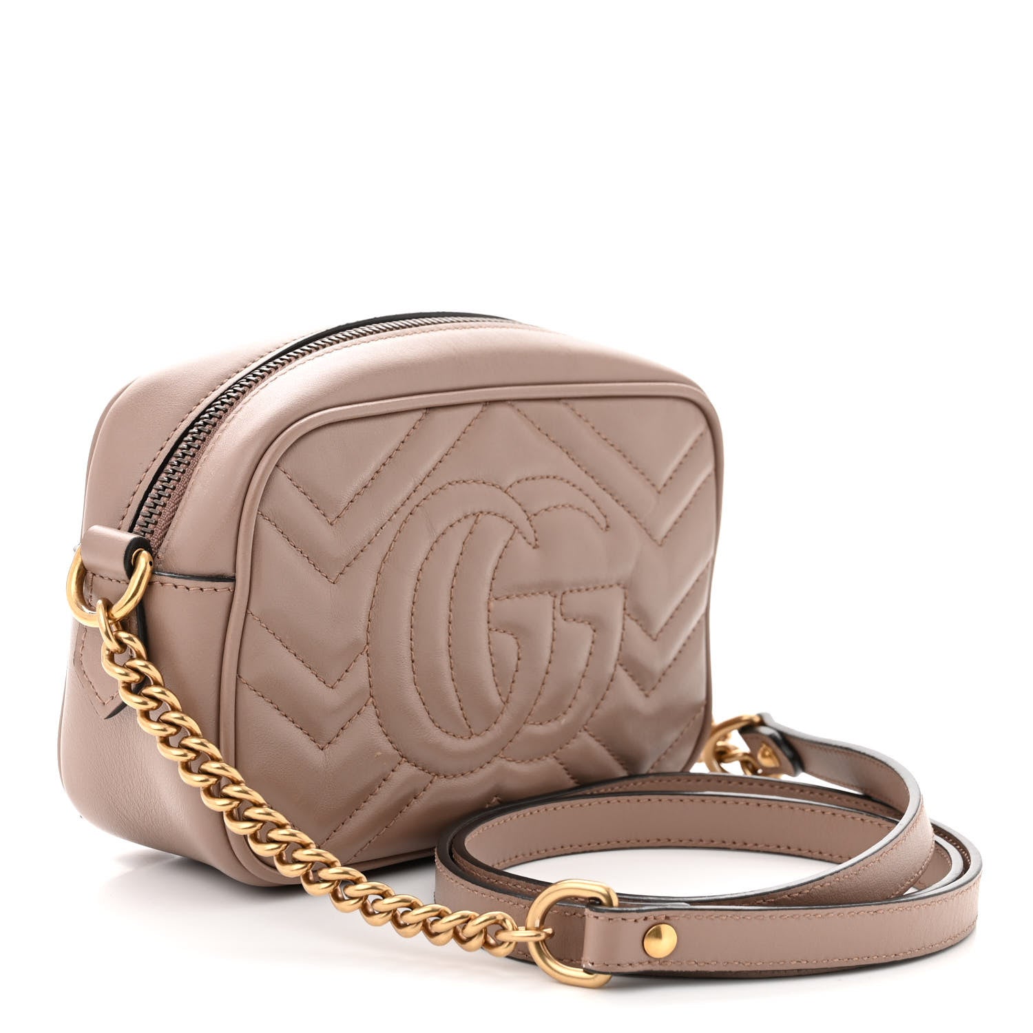 Gucci Calfskin Matelasse Mini GG Marmont Chain Shoulder Bag Porcelain Rose 3 of 14
