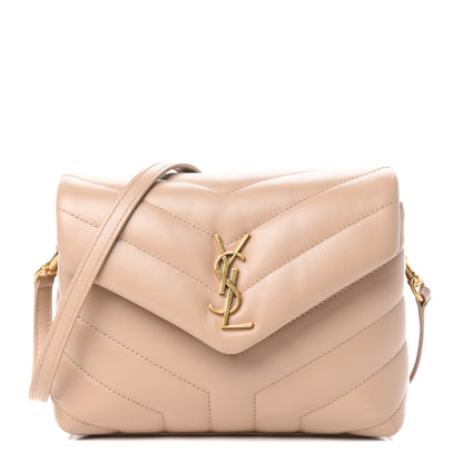 Saint Laurent Calfskin Y Quilted Monogram Toy Loulou Crossbody Bag Dark Beige 1 of 11