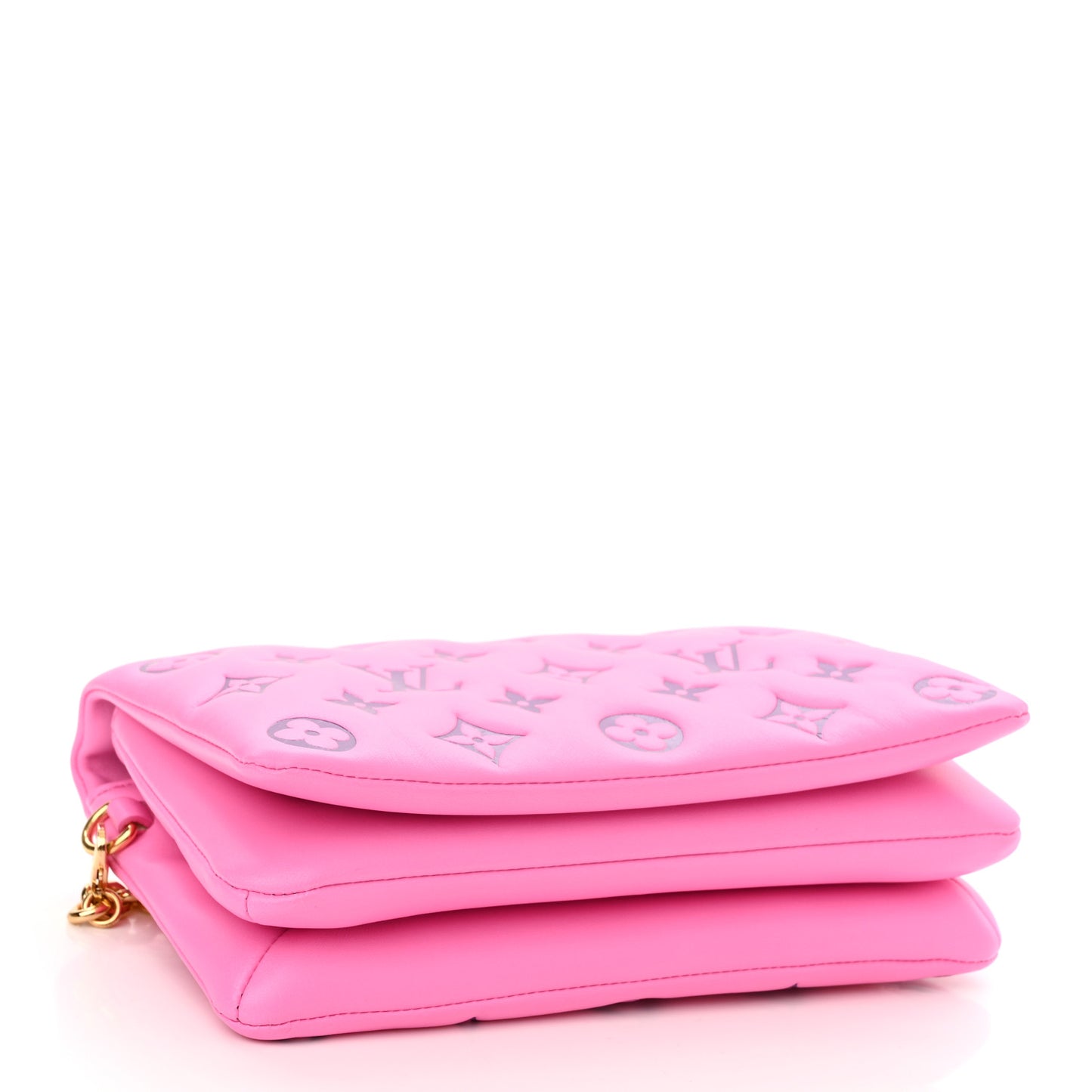 Lambskin Embossed Monogram Vuittamins Pochette Coussin Rose Violet