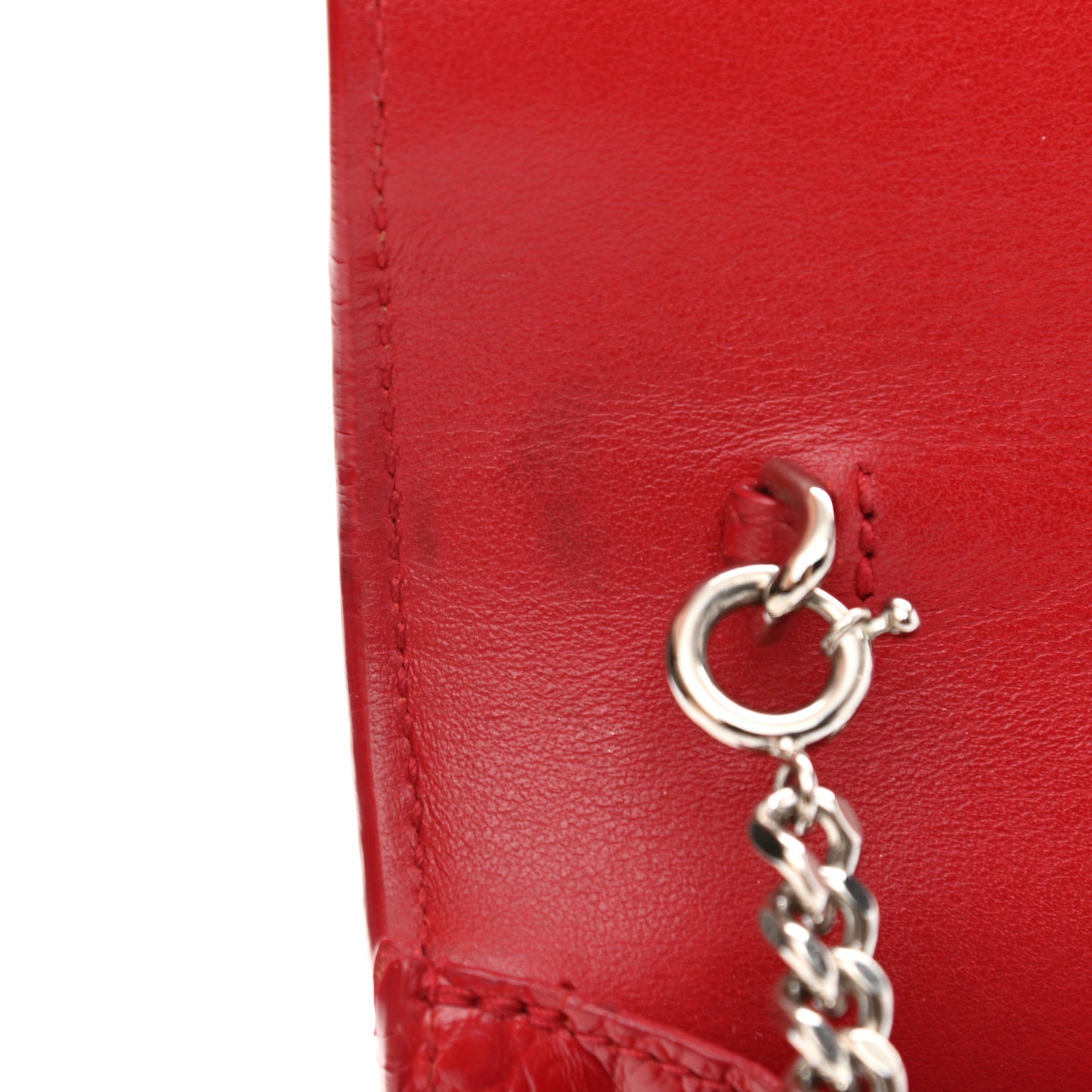 Calfskin Crocodile Embossed Monogram Sunset Chain Wallet Rouge Eros