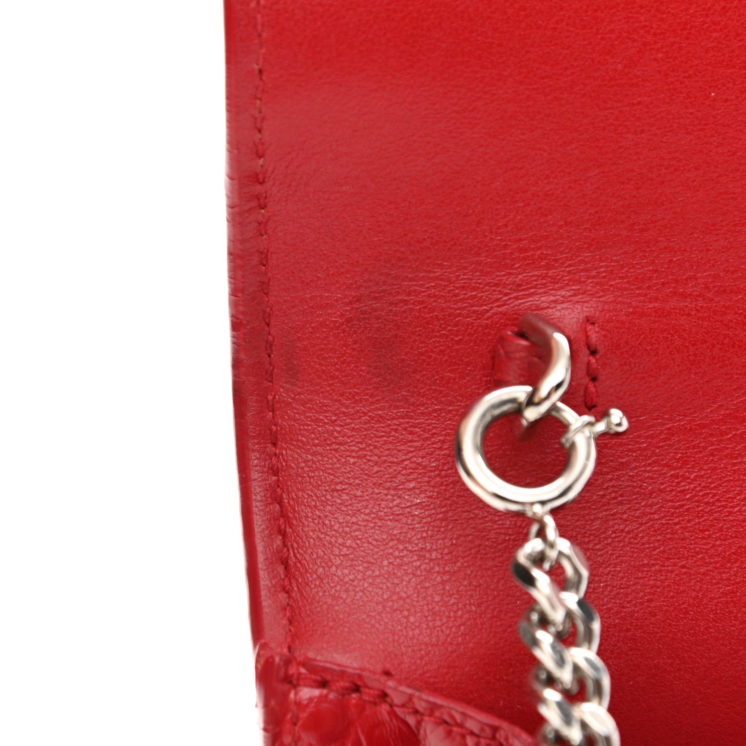 Saint Laurent Calfskin Crocodile Embossed Monogram Sunset Chain Wallet Rouge Eros 15 of 17