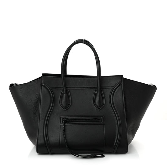 Grained Calfskin Medium Phantom Luggage Black