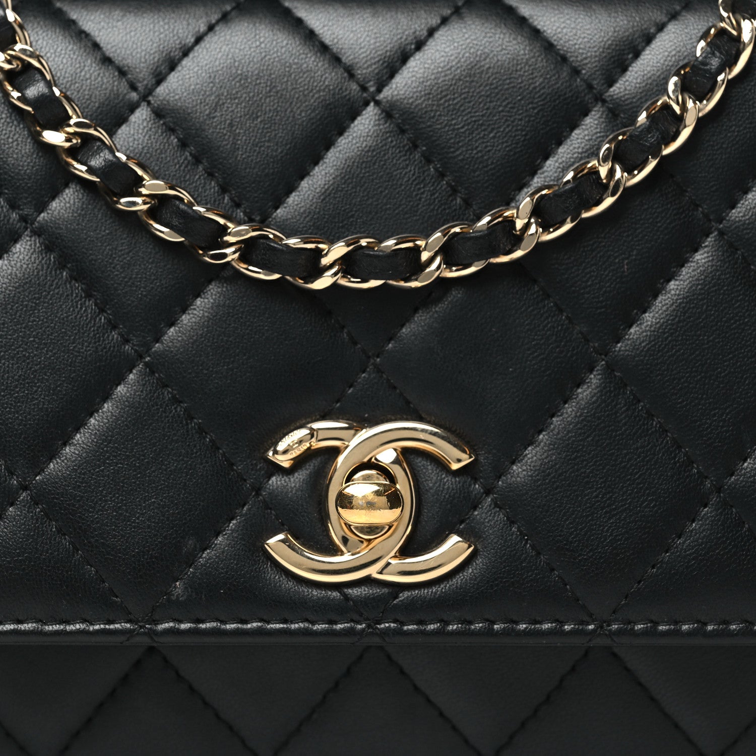 Chanel Lambskin Quilted Trendy CC Wallet On Chain WOC Black 9 of 12