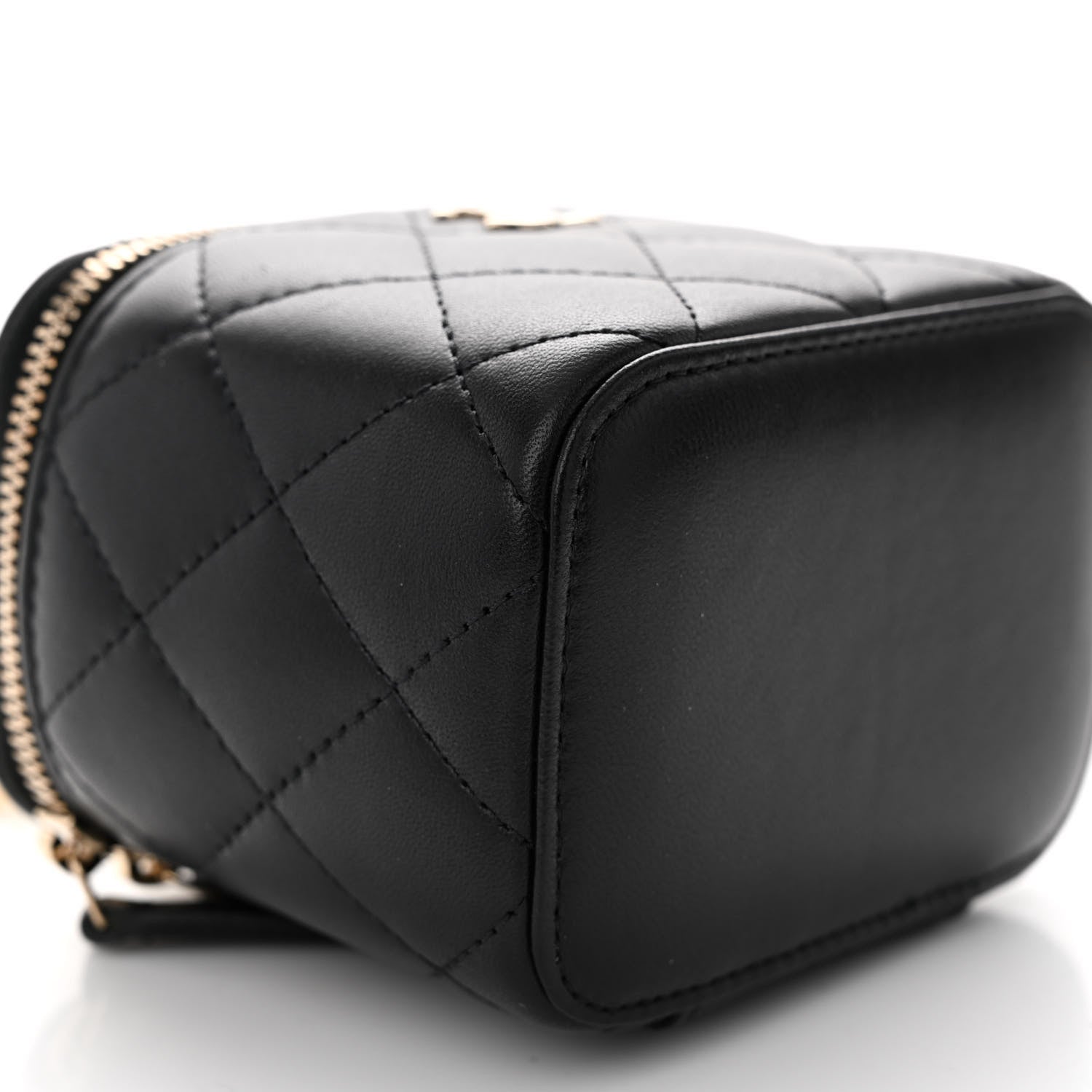 Chanel Lambskin Quilted Mini Vanity Case With Pearl Chain Black 9 of 11