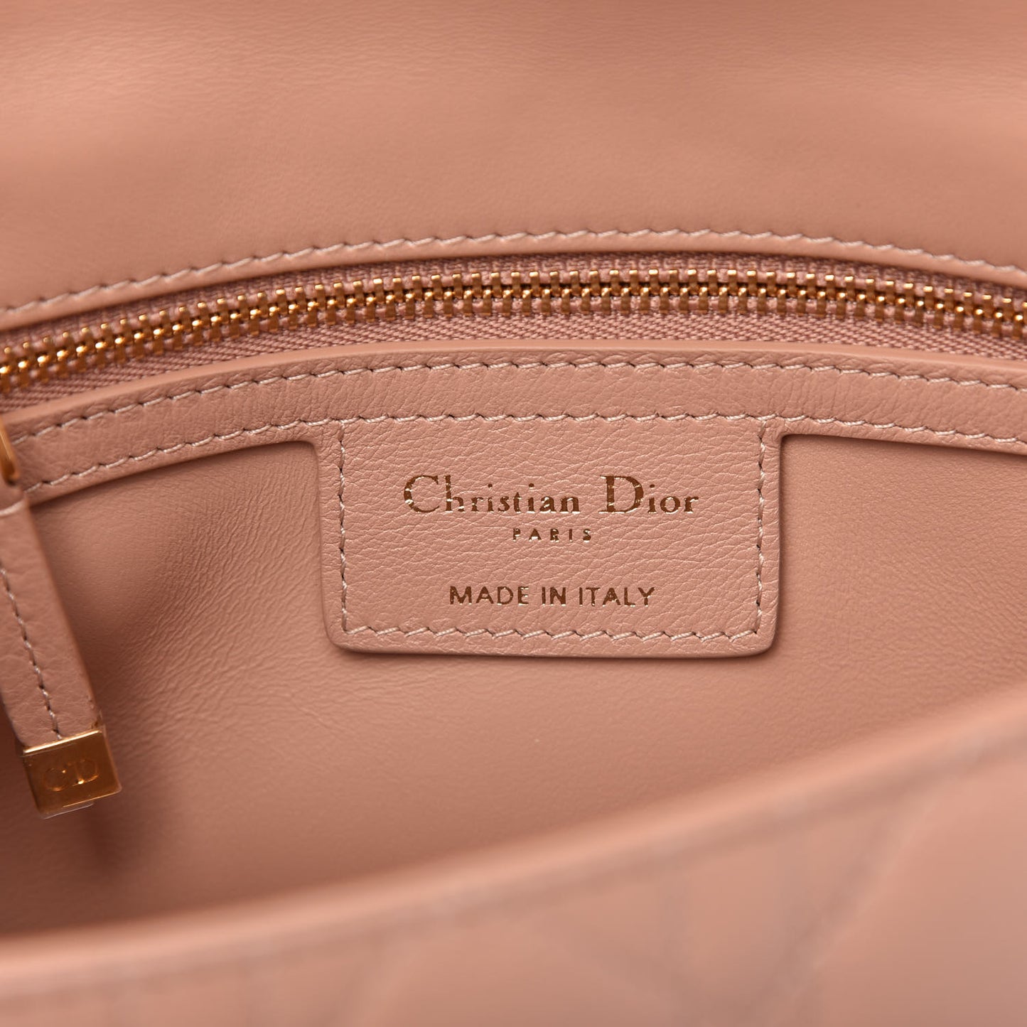 Calfskin Cannage Small Caro Bag Rose De Vents