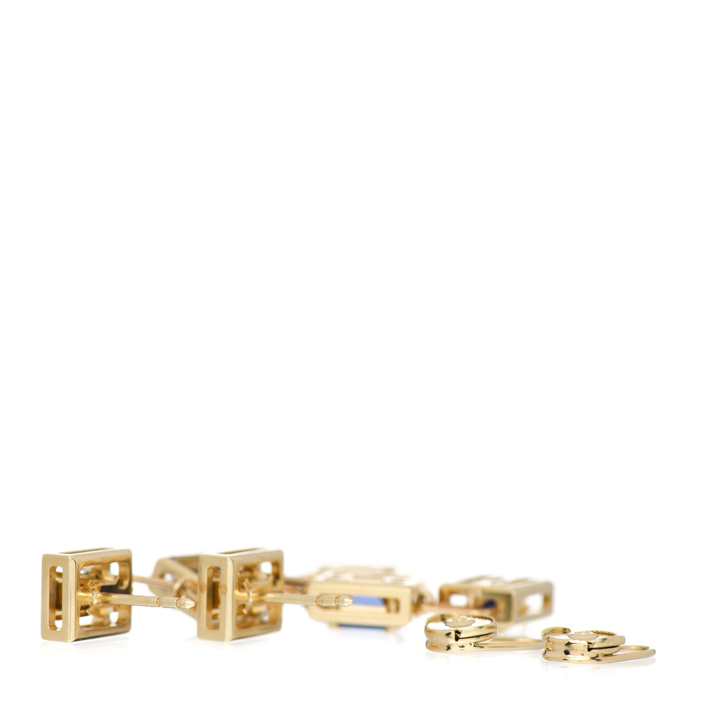 18K Yellow Gold Tanzanite Jewel Box Drop Earrings
