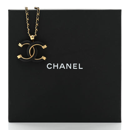 Chanel Metal Lambskin Chain CC Necklace Black Gold 6 of 6