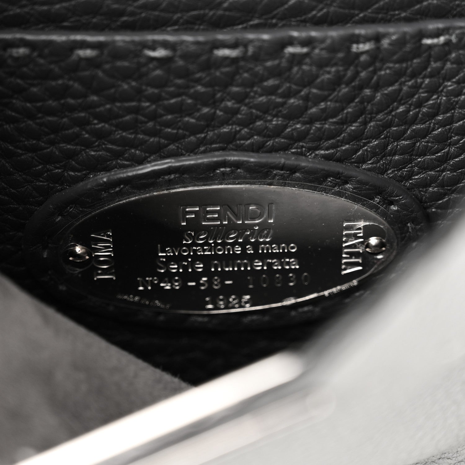 Fendi Cuoio Romano Selleria Bi-Color Small Peekaboo I SEE U Satchel Ghiaccio Asfalto 6 of 9