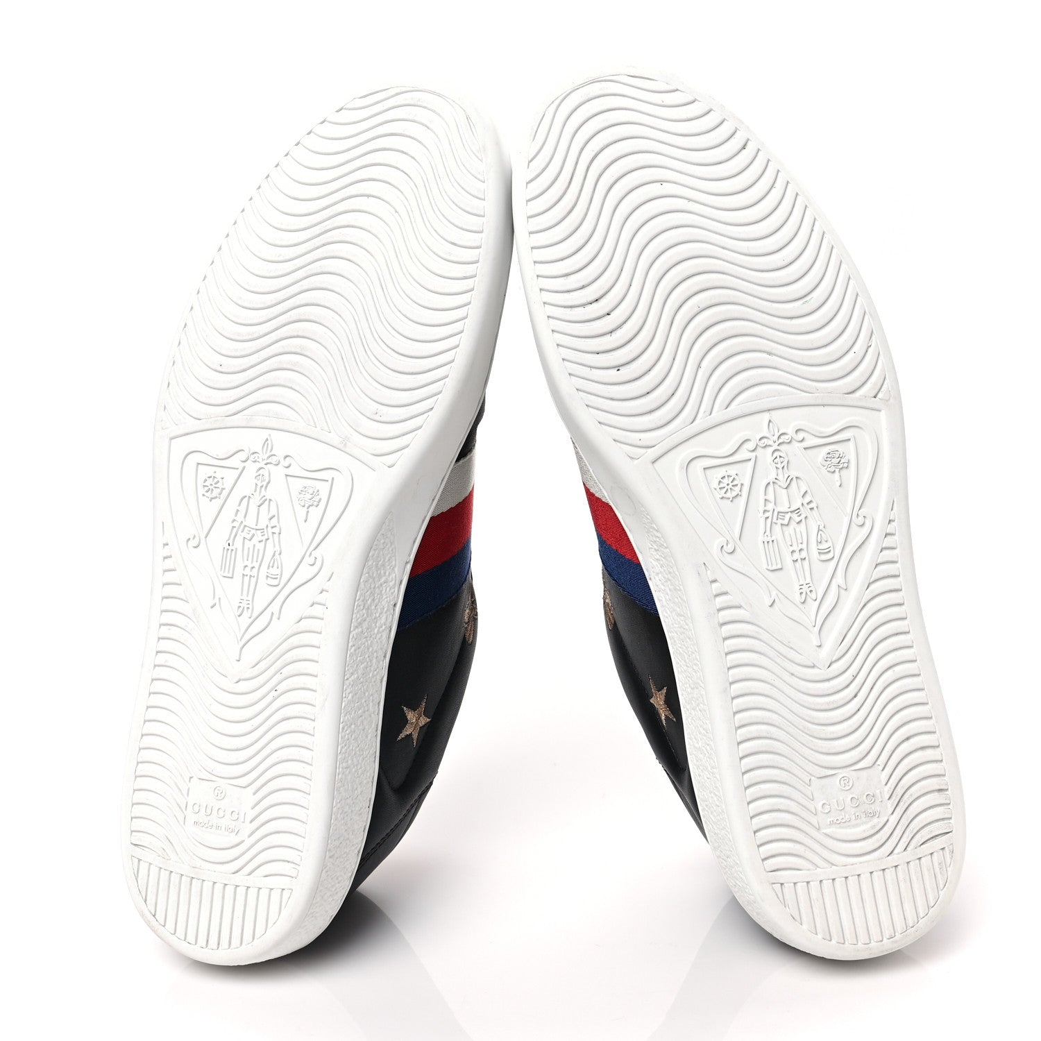 Gucci Calfskin Bee Star Embroidered Mens Sylvie Web Ace Sneakers 10 Black 10 of 16