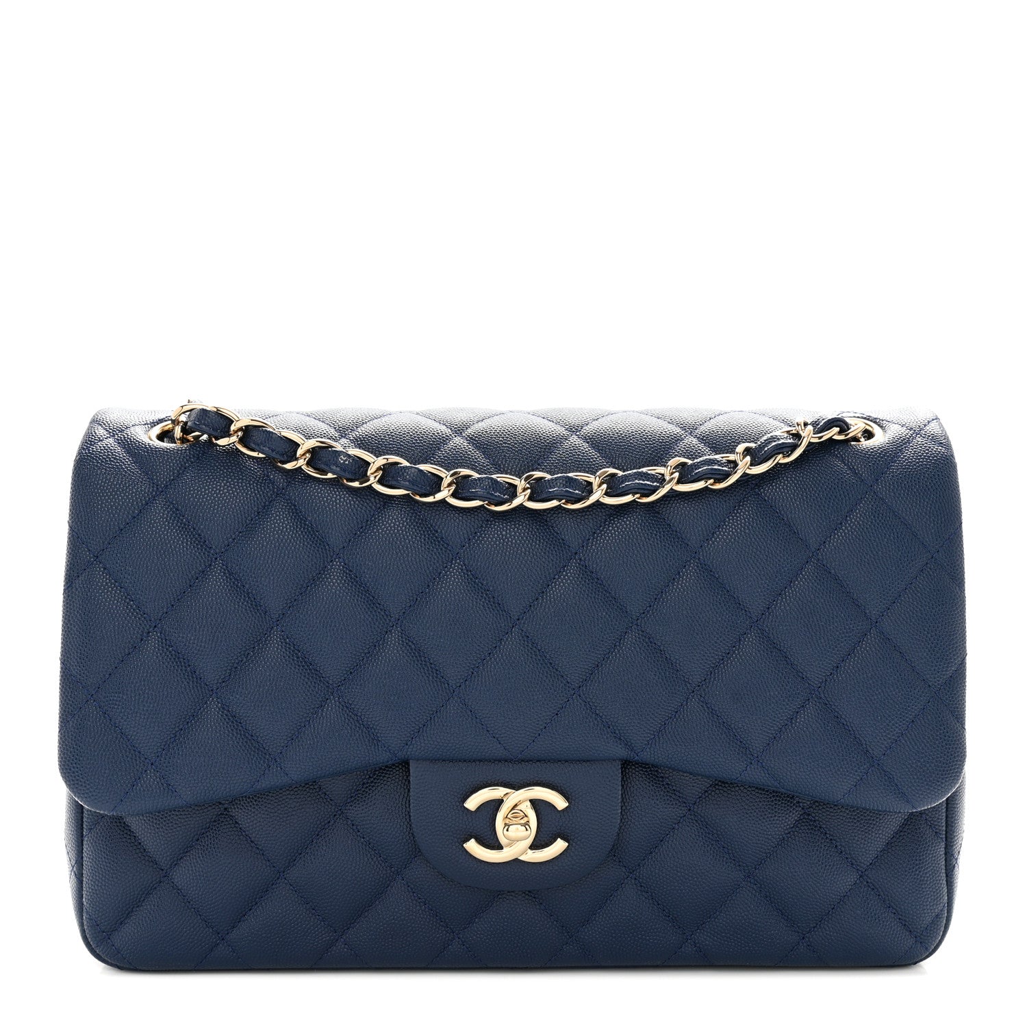 Chanel Caviar Quilted Jumbo Double Flap Navy Blue 1 of 12