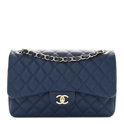 Chanel Caviar Quilted Jumbo Double Flap Navy Blue 1 of 12
