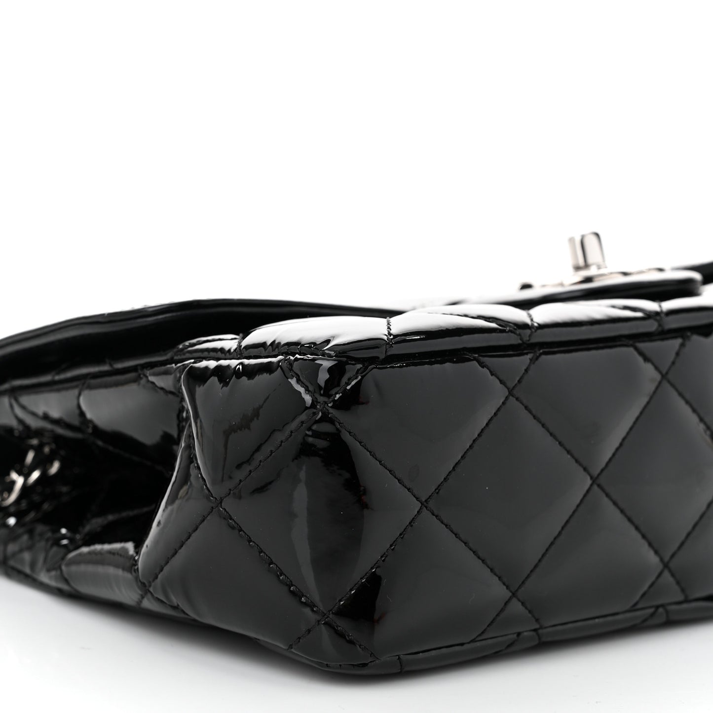 Patent Quilted Small Coco Shine Flap Black