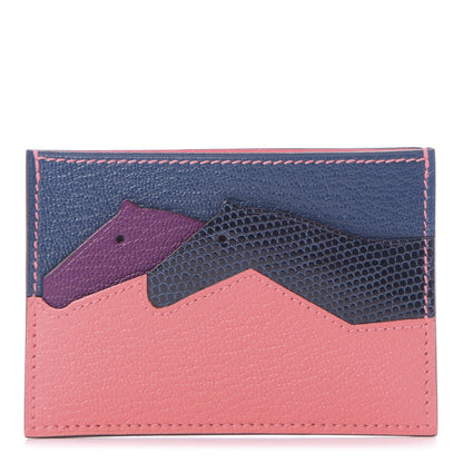 Hermes Chevre Mysore Lizard Les Petits Chevaux Card Holder Rose Ete 1 of 9