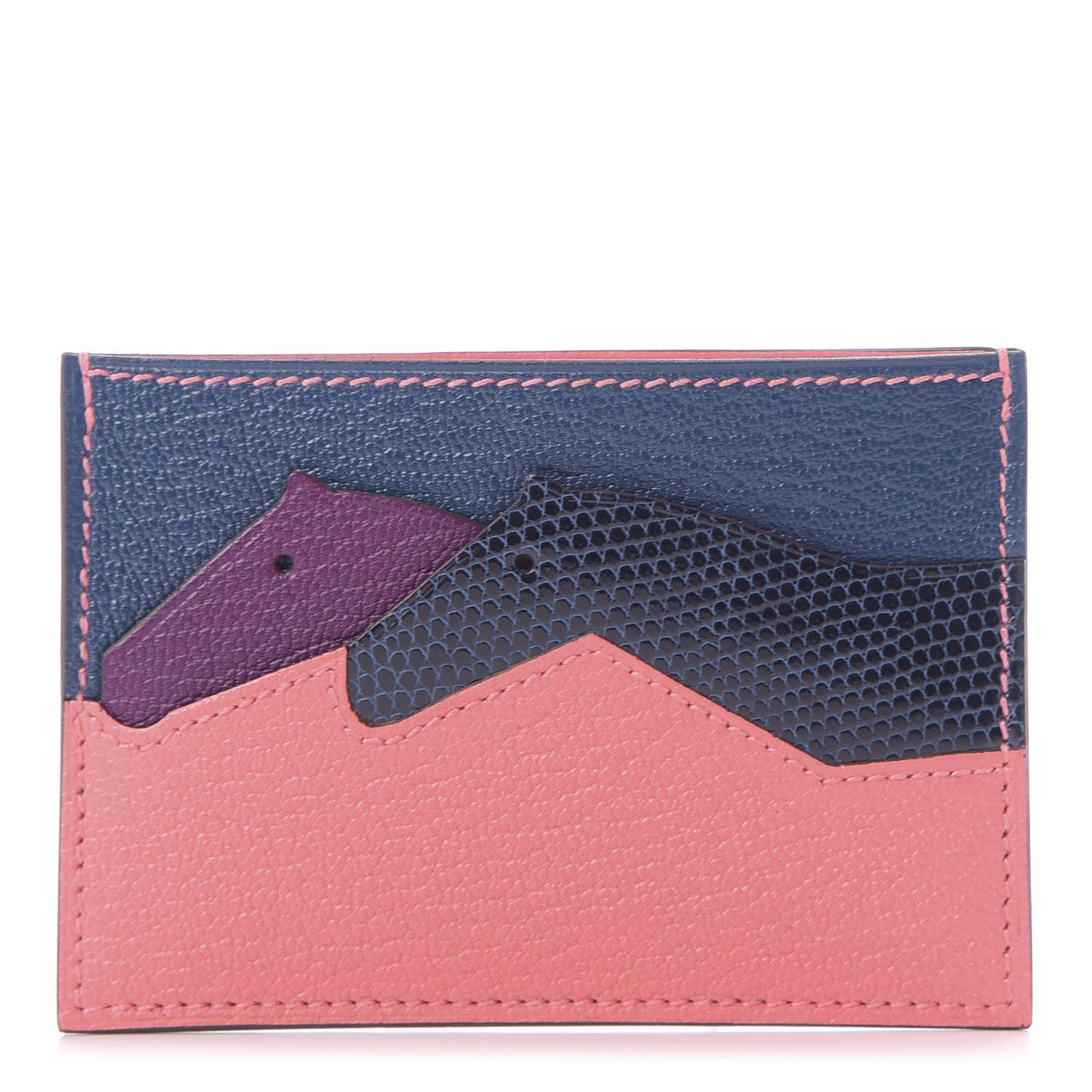 Chevre Mysore Lizard Les Petits Chevaux Card Holder Rose Ete