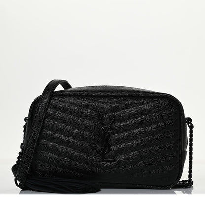 Saint Laurent Grain De Poudre Matelasse Monogram Mini Lou Camera Bag Black 1 of 12
