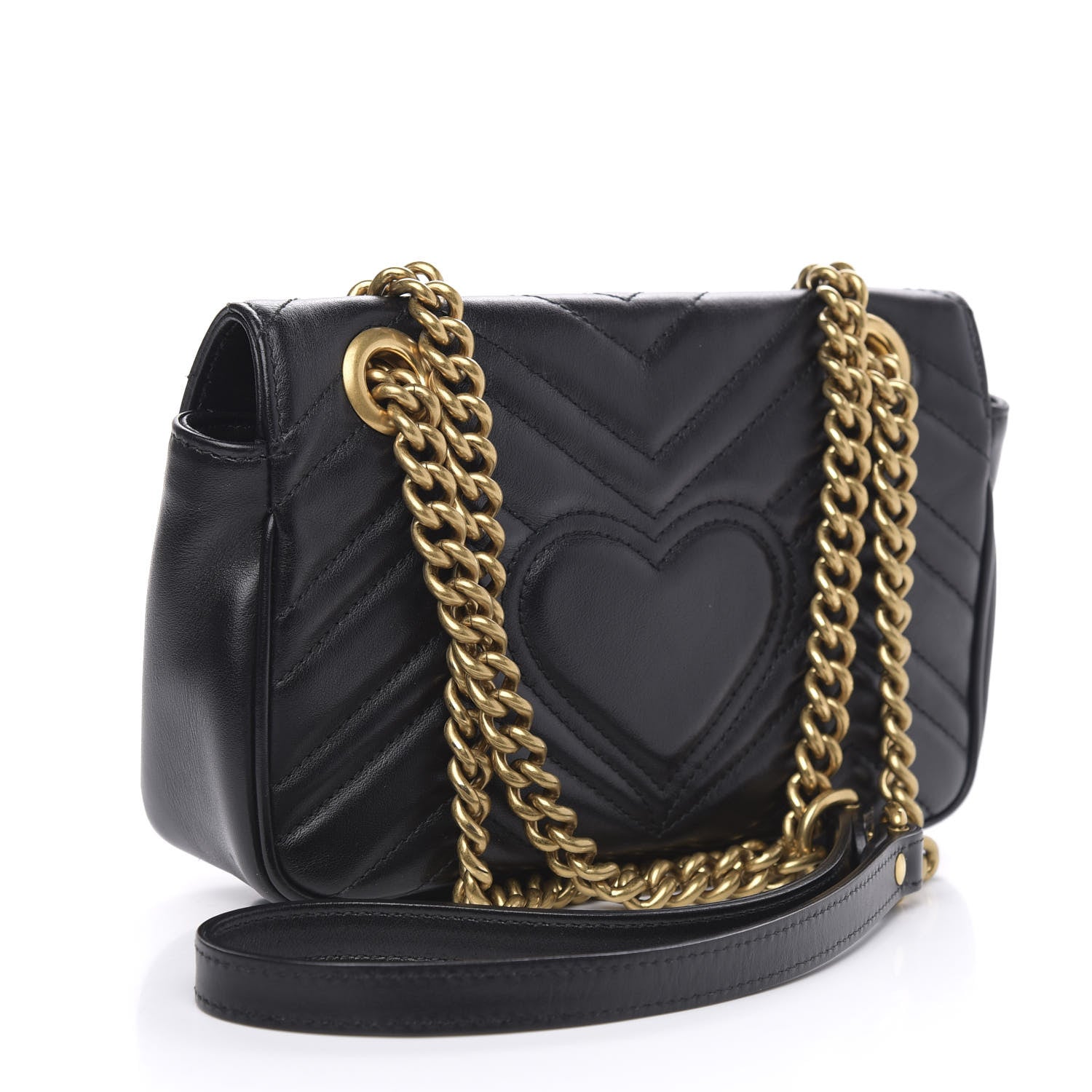 Gucci Calfskin Matelasse Mini GG Marmont Shoulder Bag Black 3 of 11