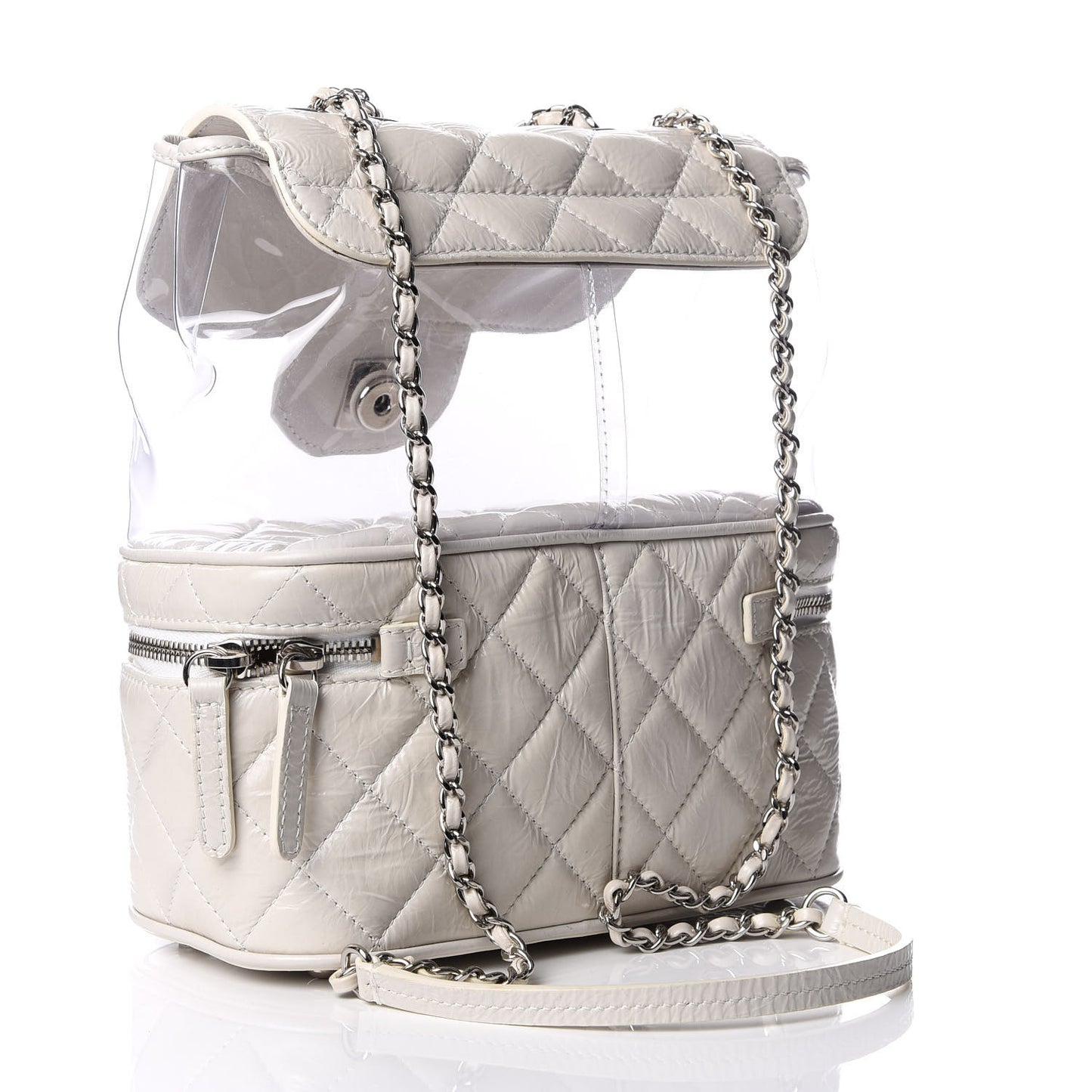 Crumpled Calfskin PVC Quilted Backpack White