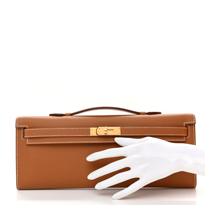 Hermes Epsom Kelly Cut Clutch Pochette Gold 2 of 10