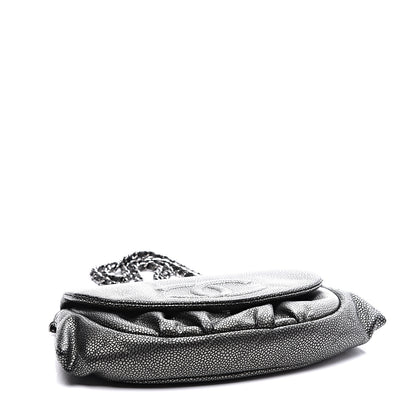 Chanel Metallic Caviar Half Moon Wallet On Chain WOC Dark Silver 3 of 13