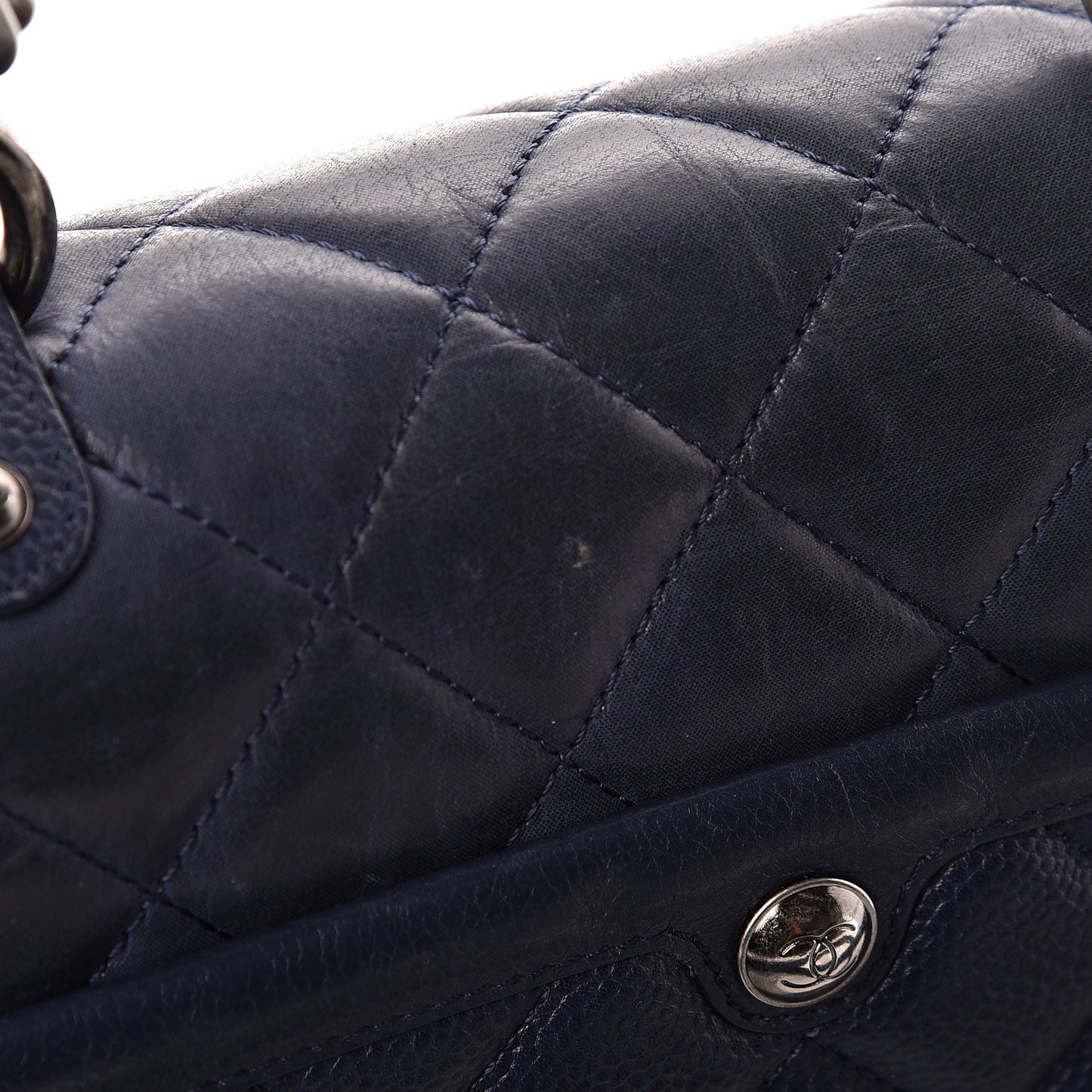 Caviar Iridescent Calfskin Quilted Small Daily Carry Messenger Navy